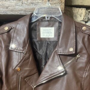 Women’s Faux Brown Leather Crop Jacket